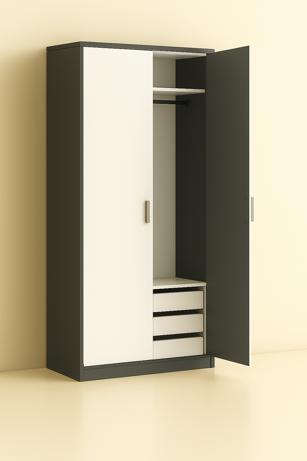 ES-003 Wardrobe with Hanger Rod and Drawer