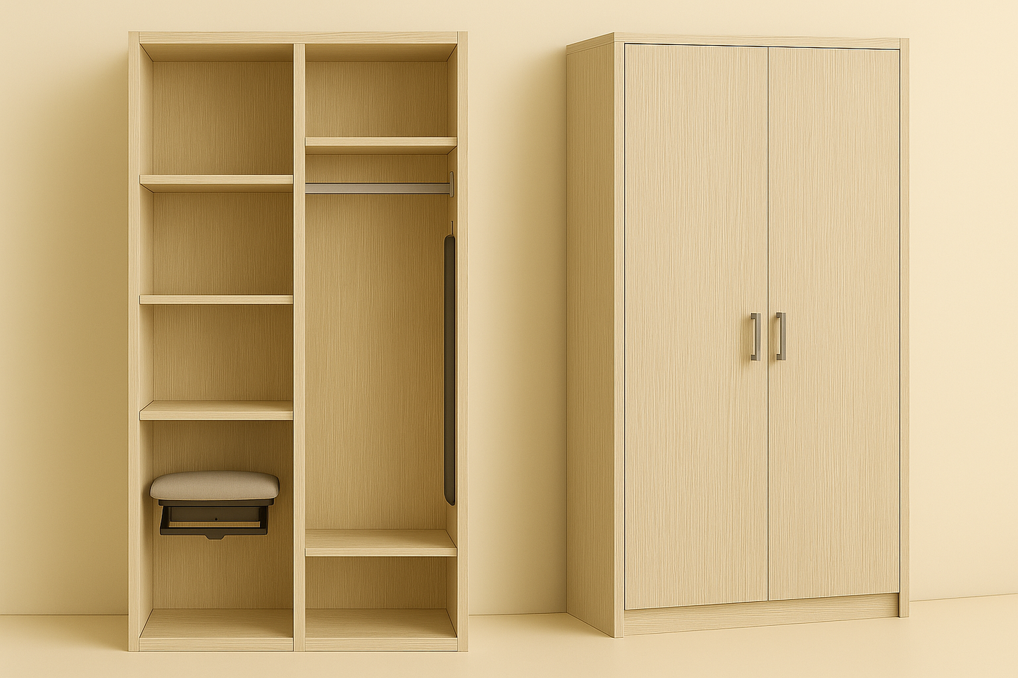 ES-005 Wardrobe with Mirror and Iron Stand