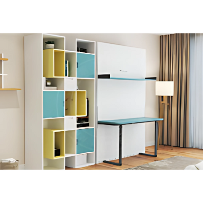 JVJD1220-Vertical Wall Bed With Bookshelf & Desk