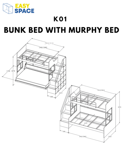 Bunk Bed with Murphy Bed - K01