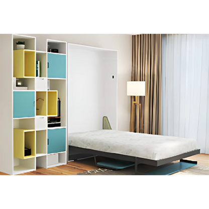 JVJD1220-Vertical Wall Bed With Bookshelf & Desk