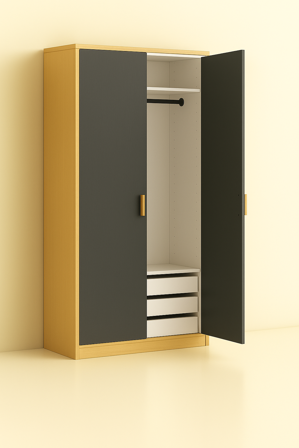 ES-003 Wardrobe with Hanger Rod and Drawer
