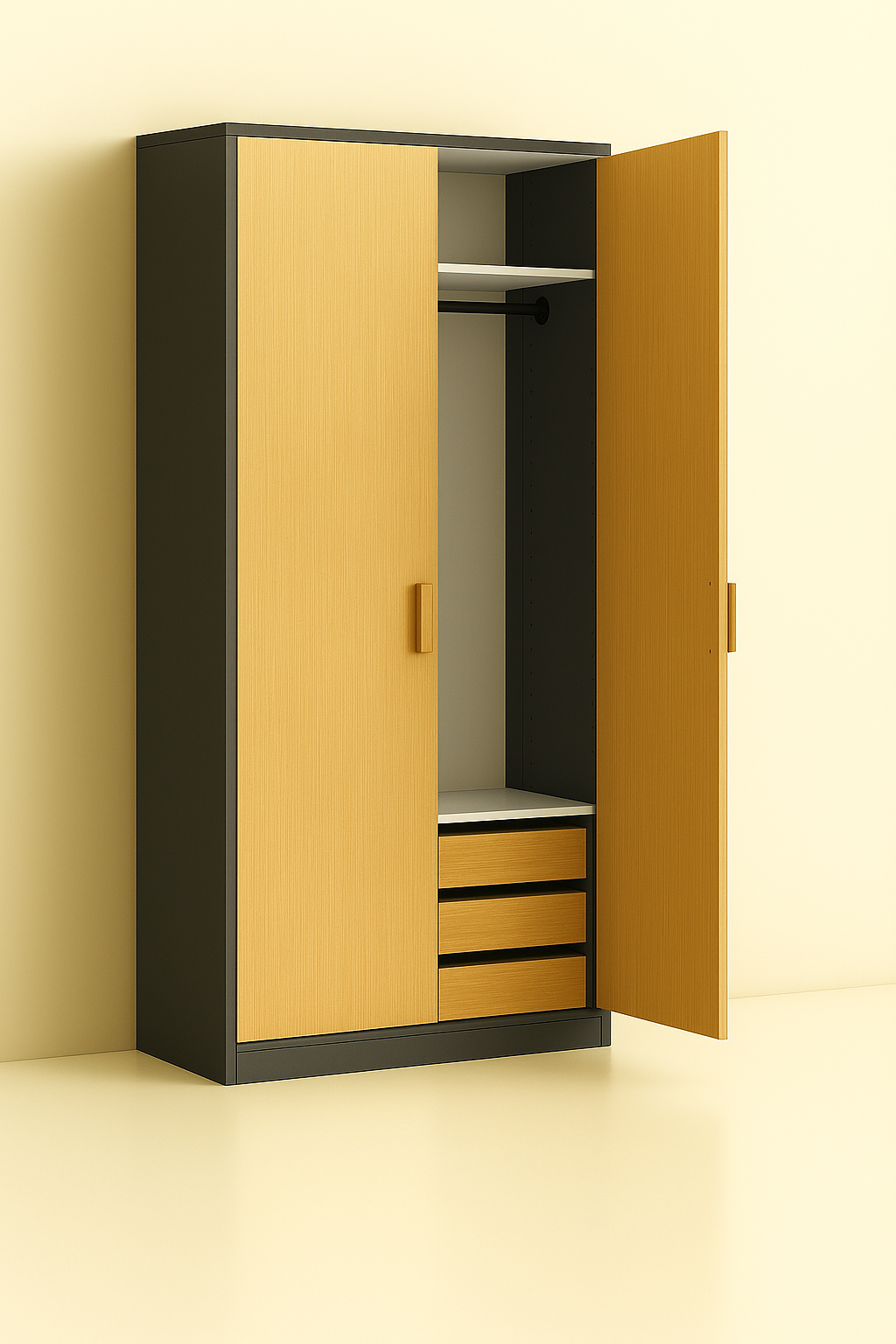 ES-003 Wardrobe with Hanger Rod and Drawer
