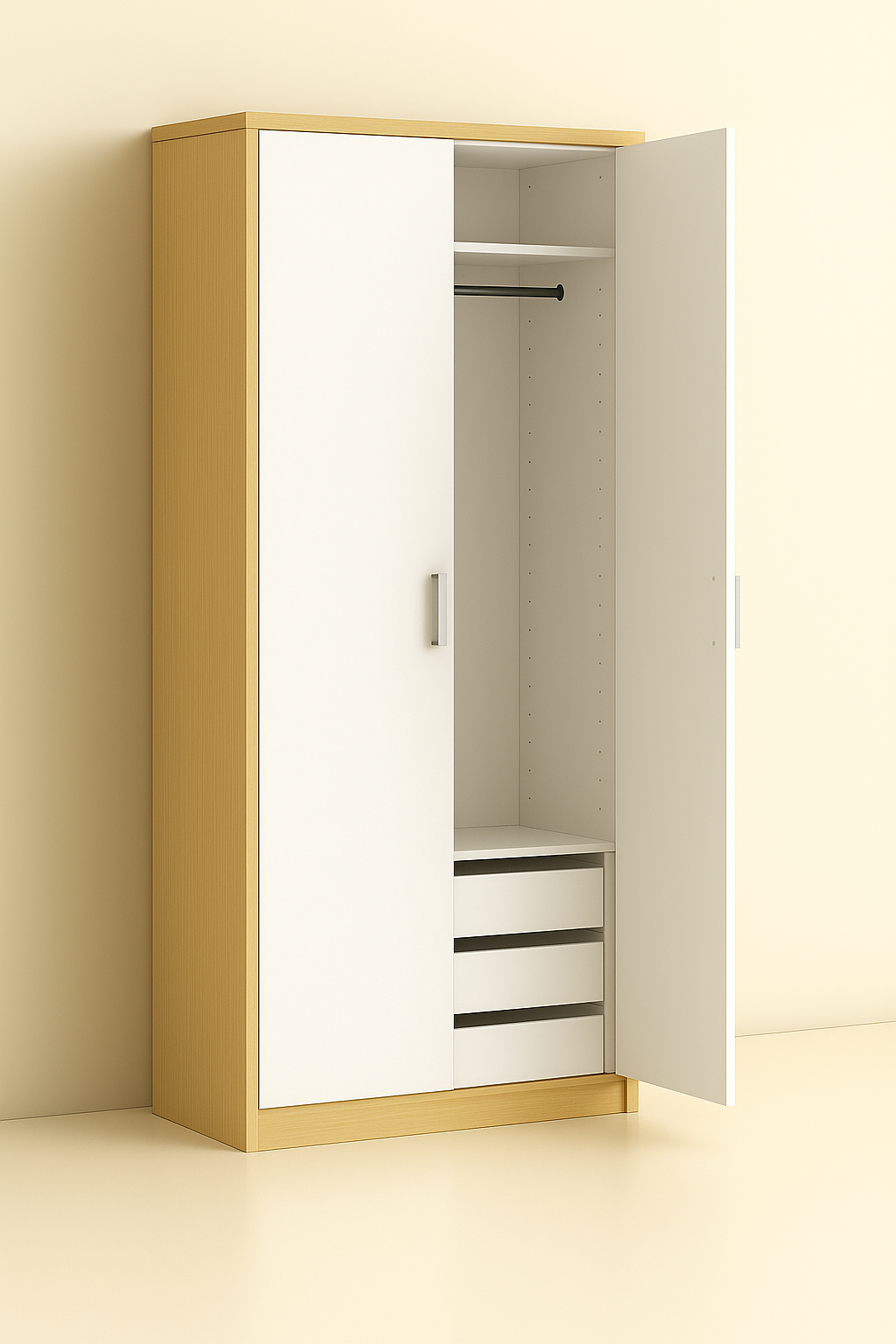 ES-003 Wardrobe with Hanger Rod and Drawer