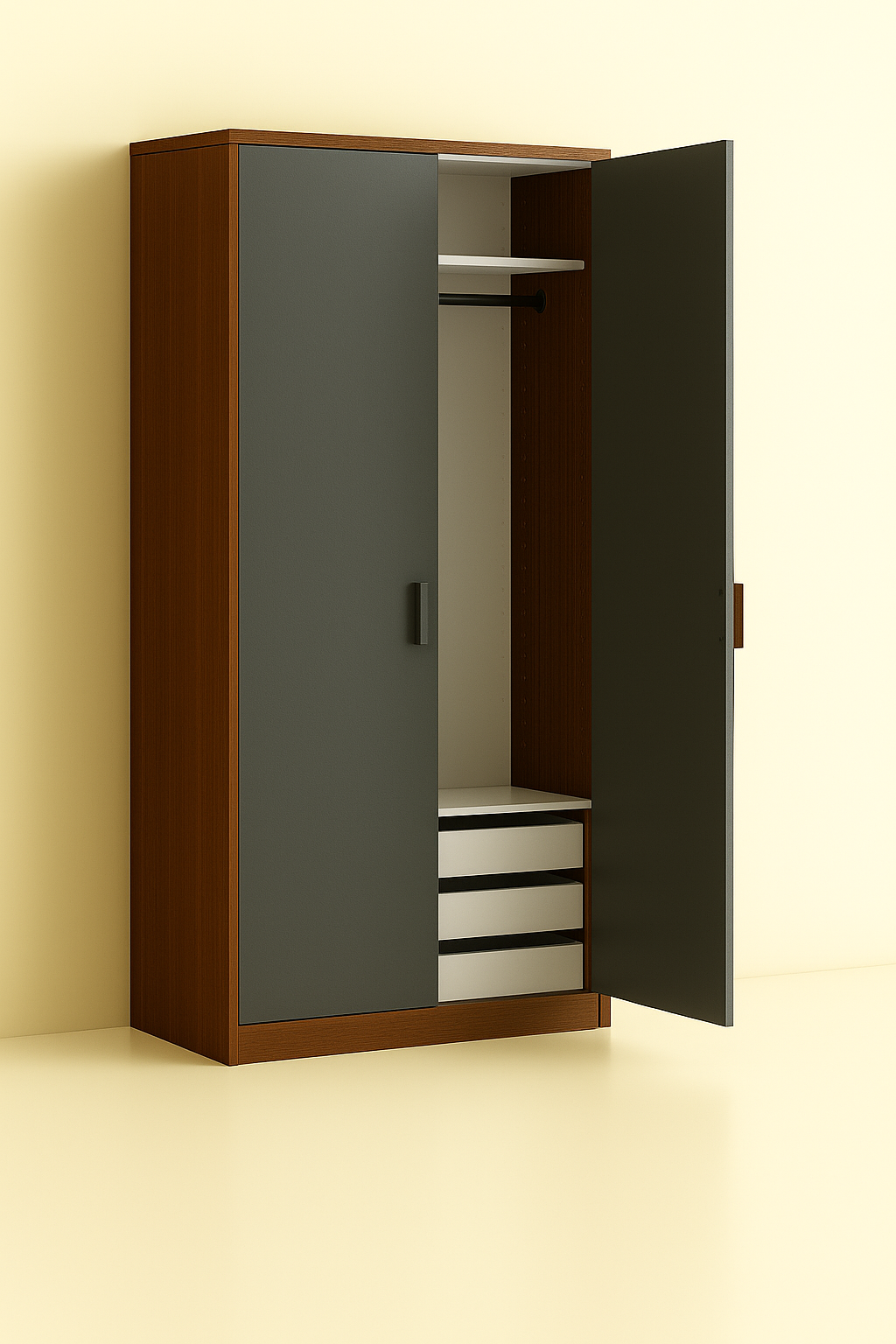ES-003 Wardrobe with Hanger Rod and Drawer