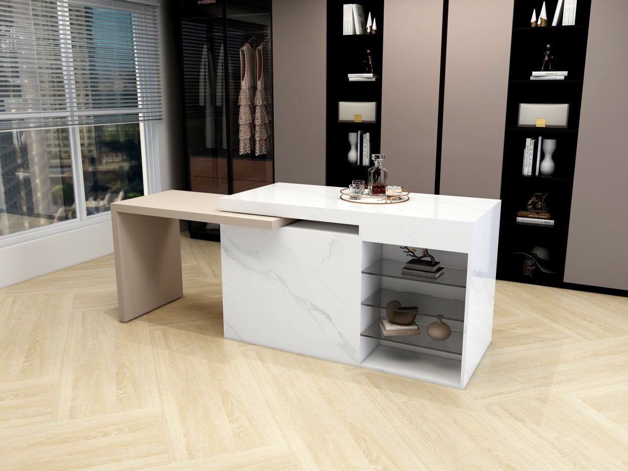 G9A-90°- 90° Swivel Kitchen Island Table Slide with 400mm or 460mm Swivel Plat (PRE-ORDER)